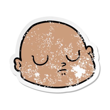 bir karikatür kel adamın sıkıntılı etiket