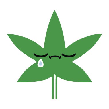 düz renk retro karikatür marihuana yaprağı