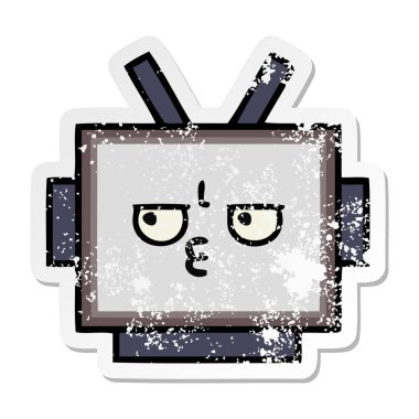 sevimli çizgi robot baş sıkıntılı etiket