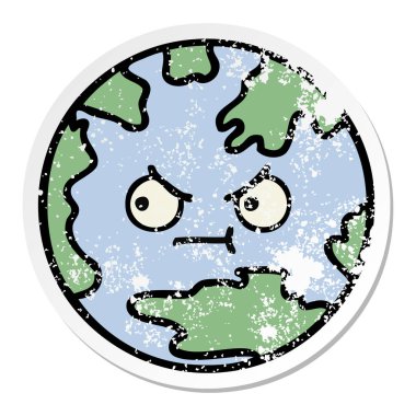 sevimli çizgi planet Earth sıkıntılı etiket