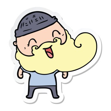 mutlu bir sakallı adamın etiket