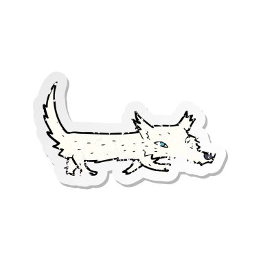 Retro sıkıntılı etiket bir karikatür küçük kurt