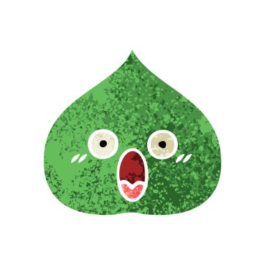 Retro illüstrasyon stil çizgi film ekspresiyon yaprak