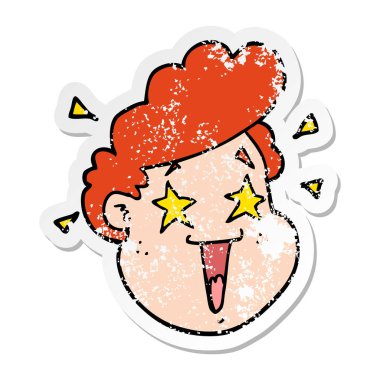 bir karikatür mutlu yüz sıkıntılı etiket