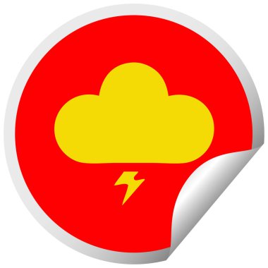 dairesel peeling etiket karikatür bir gök gürültüsü bulut