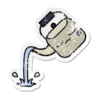 su ısıtıcısı dökülen bir sevimli çizgi sıkıntılı etiket