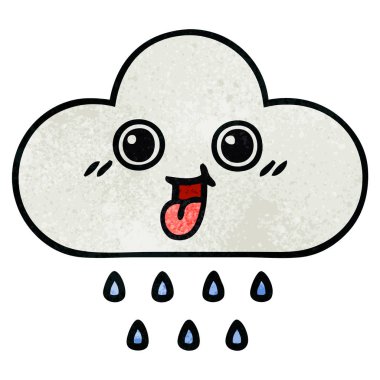 Retro grunge doku karikatür bir yağmur bulutu