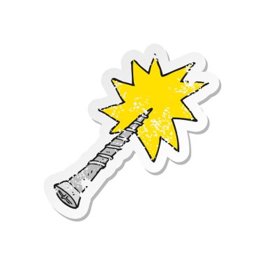 bir çizgi film vida Retro sıkıntılı etiket