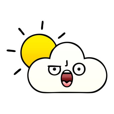 bir güneş ve bulut degrade gölgeli çizgi film