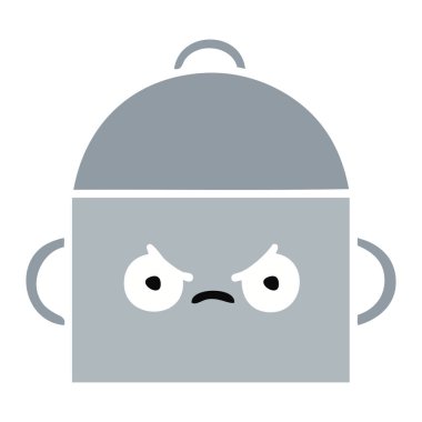 düz renk retro karikatür bir pişirme tencere