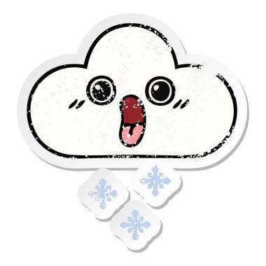 sevimli çizgi kar bulut sıkıntılı etiket