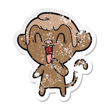 bir karikatür komik maymun sıkıntılı etiket