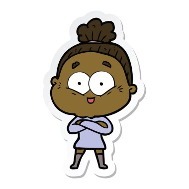 etiket bir karikatür mutlu yaşlı kadın