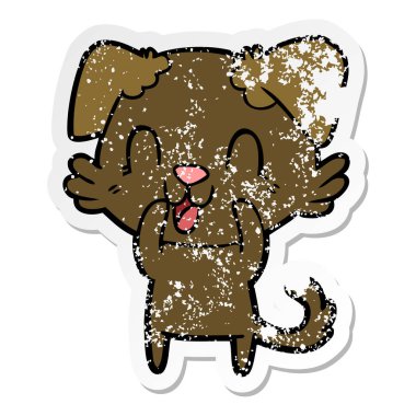 sıkıntılı etiket gülünecek bir karikatür köpek
