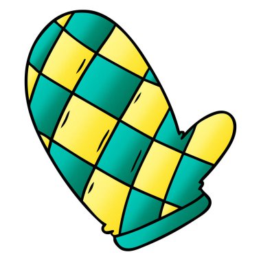 elle çizilmiş degrade çizgi film doodle bir fırın eldiveni