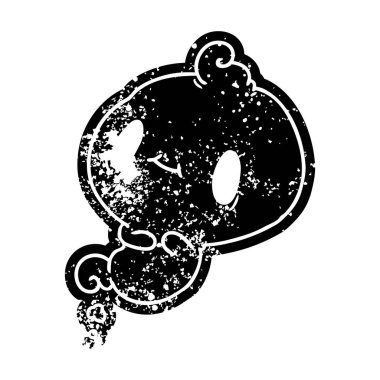 Grunge simgesi bir kawaii sevimli hayaletin sıkıntılı