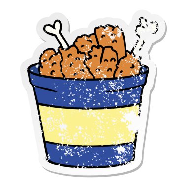 elle çizilmiş etiket karikatür doodle kova kızarmış tavuk sıkıntılı