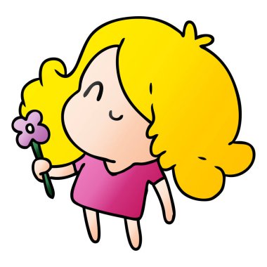 bir şirin kawaii kız degrade çizgi film gösterimi