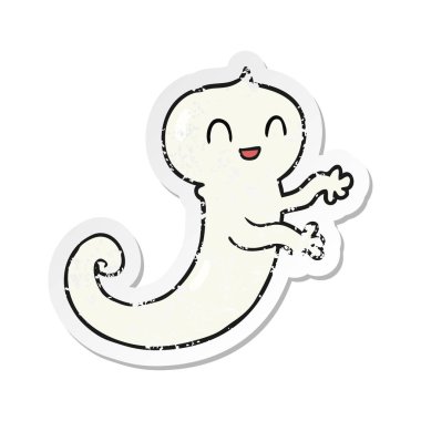 bir çizgi film hayaletin Retro sıkıntılı etiket