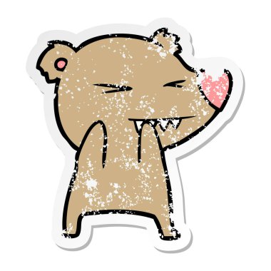 kızgın ayı karikatür sıkıntılı etiket