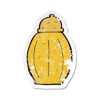 Retro sıkıntılı etiket, bir çizgi film eski kavanozu