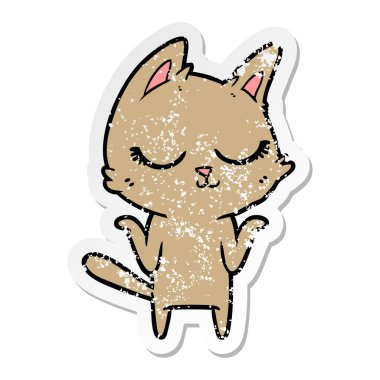 bir sakin karikatür kedi sıkıntılı etiket