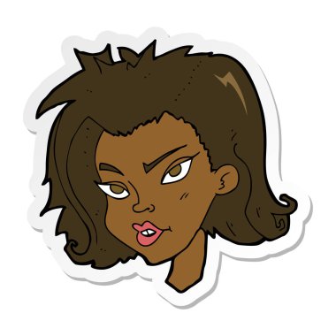 bir çizgi film kadın yüzü etiket