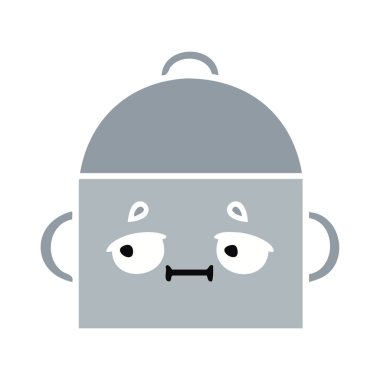 düz renk retro karikatür pot pişirme