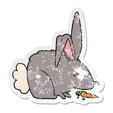 sıkıntılı etiket bir karikatür tavşan rahatsız