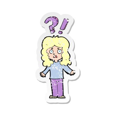 bir karikatür Retro sıkıntılı etiket kadın karışık