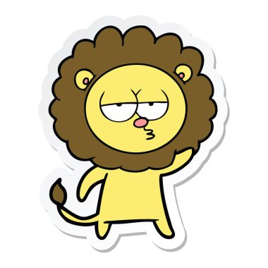 etiket sallayarak karikatür sıkılmış aslan