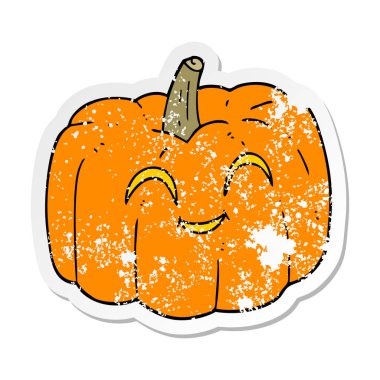 bir karikatür Retro sıkıntılı etiket Cadılar Bayramı Balkabağı