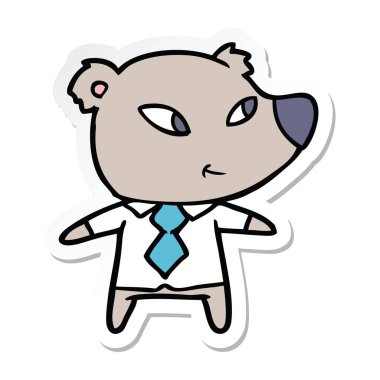 Ofis giysileri bir sevimli karikatür ayı Sticker