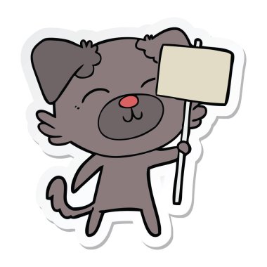 etiket protesto işareti bir karikatür köpek