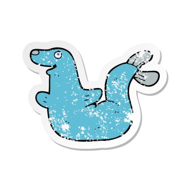 Retro sıkıntılı etiket, bir çizgi film mühür