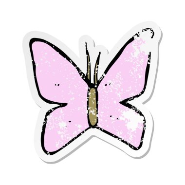 bir karikatür kelebek sembol Retro sıkıntılı etiket