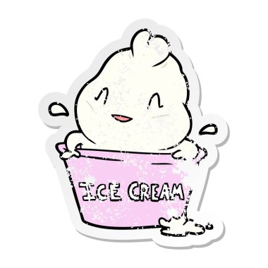 sevimli çizgi dondurma sıkıntılı etiket