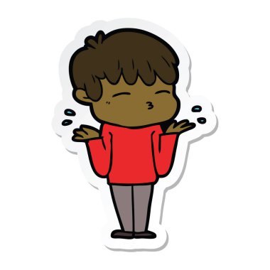 çizgi film meraklı bir çocuk etiket