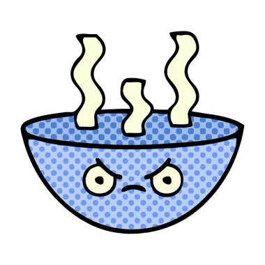 çizgi roman tarzı karikatür bir kase sıcak çorba
