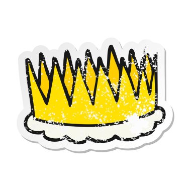 Retro etiket bir karikatür taç sıkıntılı.