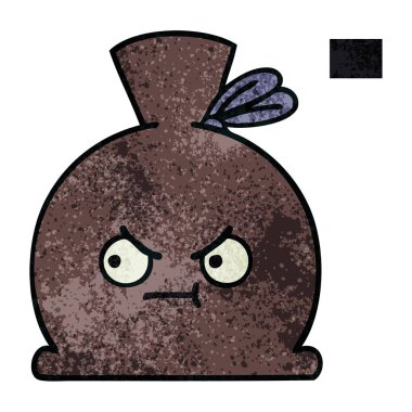 Retro grunge doku karikatür bir çuval