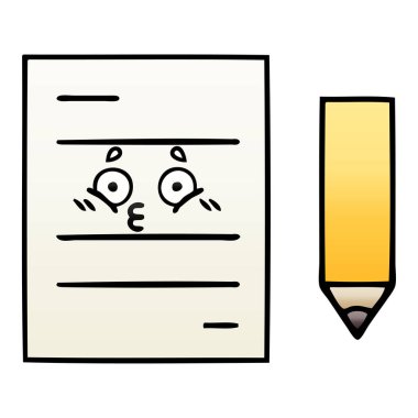 bir test kağıt degrade gölgeli çizgi film