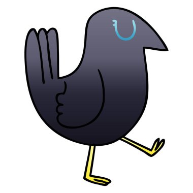 Degrade gölgeli ilginç karikatür karga