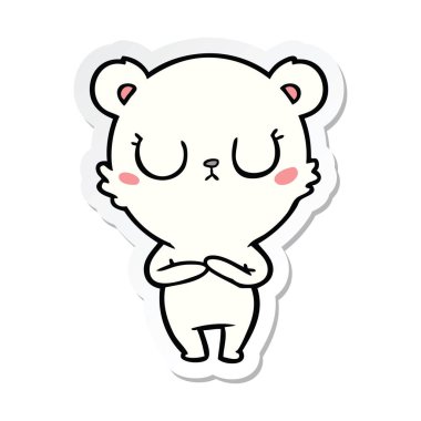 huzurlu karikatür kutup ayısı etiketi