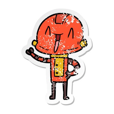 bir çizgi film robot sıkıntılı etiket