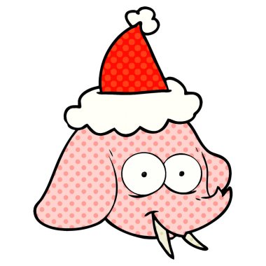 çizgi roman tarzı illüstrasyon santa s giyen bir fil yüz