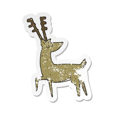 bir çizgi film geyik Retro sıkıntılı etiket