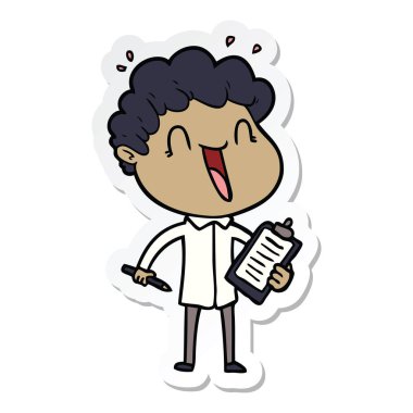 etiket karikatür mutlu bir adamın