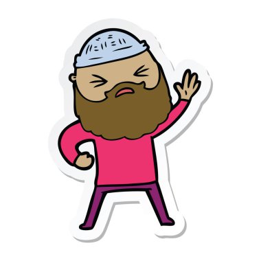 sakallı bir çizgi film adam etiketi