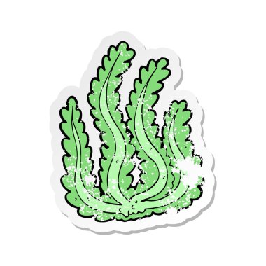 bir çizgi film yosun Retro sıkıntılı etiket